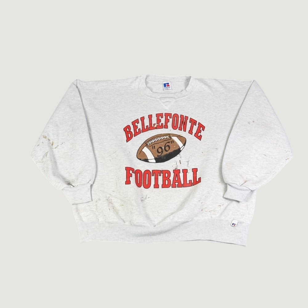 Vintage Russell Athletic Bellefonte Football 96 Sweatshirt XXL Gray Made in USA
